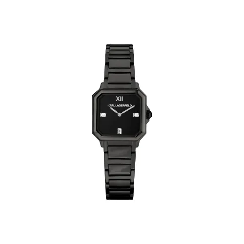 KARL LAGERFELD Маленькая Клетка Стиль Старых Богатых Наручные часы Кварцевый механизм Стальной ремешок Черный циферблат Женские часы