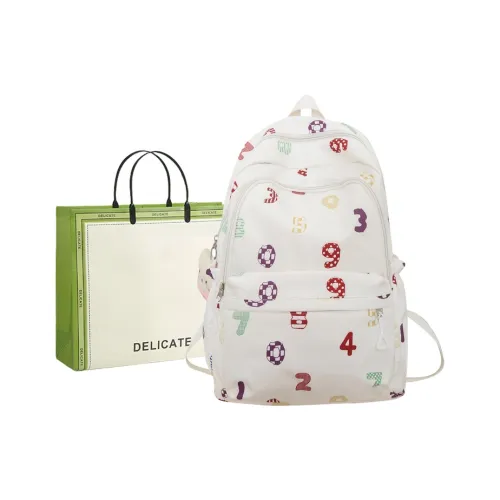 Buffini Нейлон Рюкзак Женские Многоцветный Числа Белый Черный Многоцветные Полосы