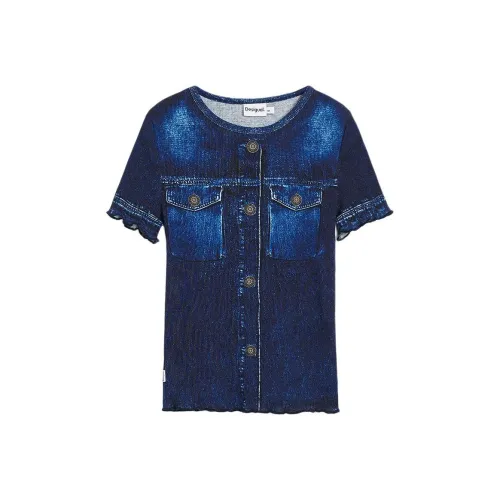 Desigual Gentian Синий Женские Футболки