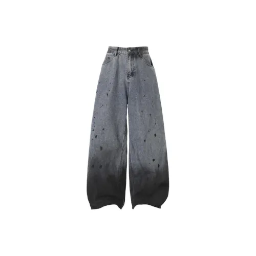 TH FABRICATE Кляксы чернил Синий Женские Джинсы