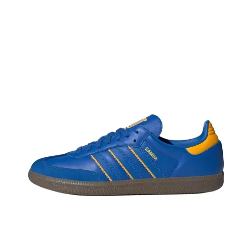 Adidas Originals Samba Abrasion Resistant Низкие Кроссовки для скейтбординга Унисекс Синий Желтый