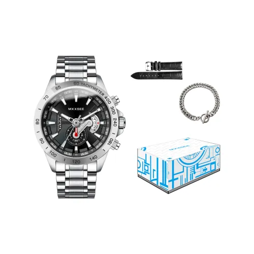 MXXSEE Trendy and Cool Collection Кварцевый механизм Стальной ремешок Часы Мужские Черный циферблат