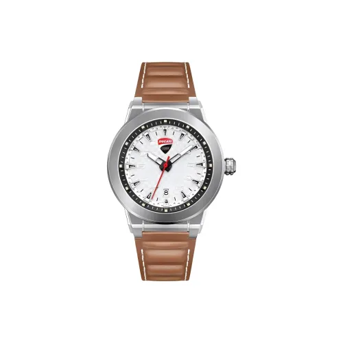 DUCATI Кварцевый механизм Кожаный ремешок Часы Мужские Белый циферблат