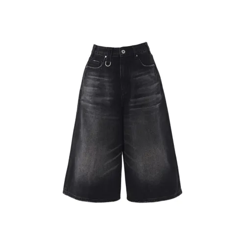 OROI Черно-серые укороченные женские джинсовые шорты