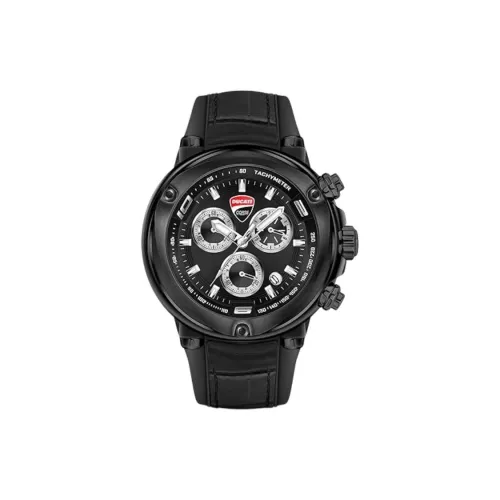 DUCATI Кварцевый механизм Кожаный ремешок Часы Мужские Черный циферблат