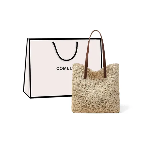COMELY Ткань Тоут Сумка Сумка для покупок Сумка Сумка через плечо Женская Бежевая
