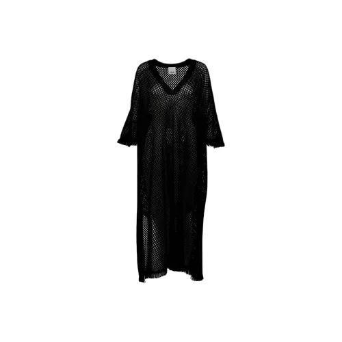 ALLUDE Черное Женское Длинное Платье с Рукавами