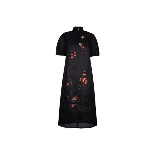 SHIATZY CHEN Black Женские Короткие Платья с Рукавами