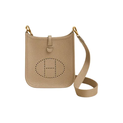 HERMES Evelyne Clemence Bullock Кожа Сумка через плечо Женская Тренчкот Бежевый