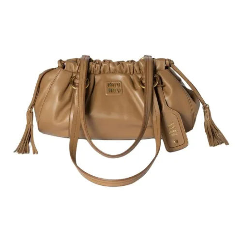 MIU MIU Joie Lambskin Плечевая сумка Маленькая Женская Карамель