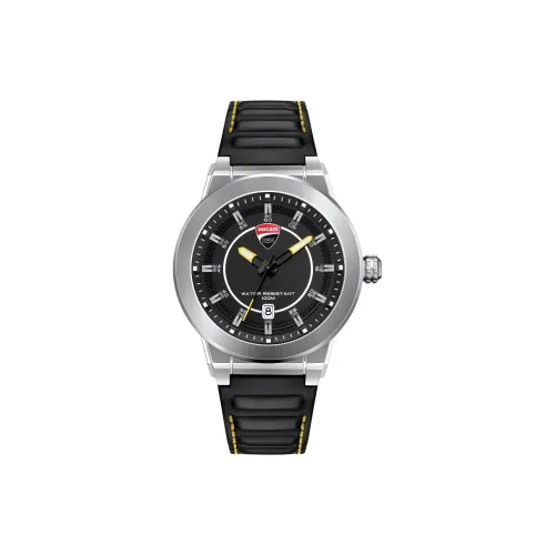 DUCATI Кварцевый механизм Кожаный ремешок Часы Мужские Черный циферблат