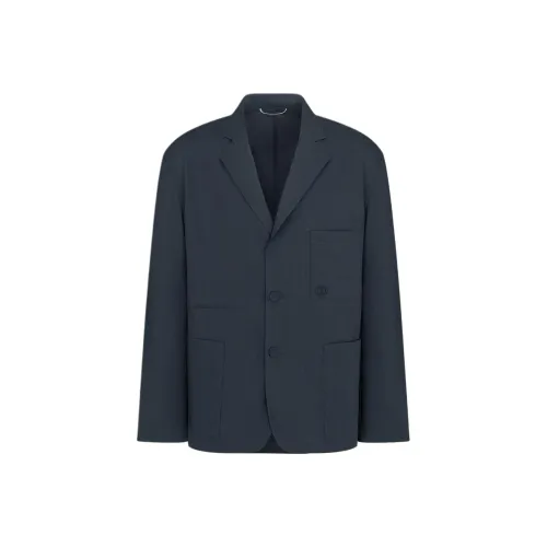 DIOR FW25 Осенняя мужская коллекция одежды Бизнес-костюм Пальто Мужской Морской синий