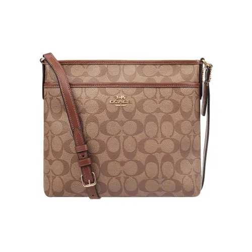 COACH ПВХ Сумка через плечо Большая Женская Коричневая