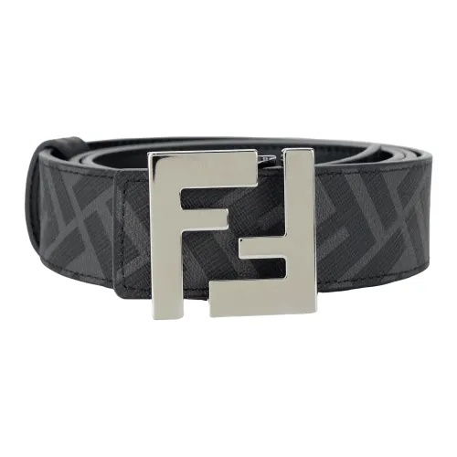 FENDI Ремень FF SquaredДвусторонний Ремень Из Кожи Черного Цвета