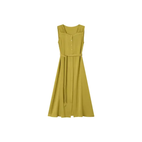 Осенние зеленые женские платья без рукавов