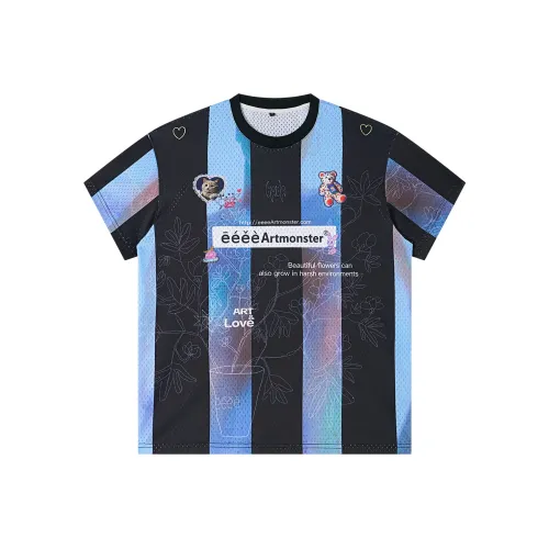 EeeeArtmonster Быстросохнущий Короткий рукав Стиль Instagram Полосы Дышащий Спортивный Джерси Унисекс