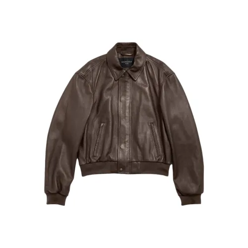 Balenciaga Taxi кожаная куртка свободный крой мужской темно-коричневый