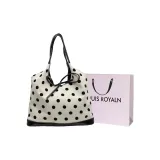 Белое основание, черный гороховый узор + сумка для покупок