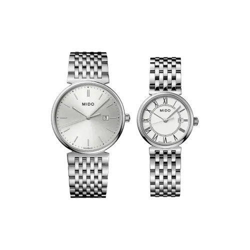 Mido Commander Collection Кварцевый механизм Унисекс Часы 38 мм Серебристый циферблат Корпус из нержавеющей стали Металлический ремешок
