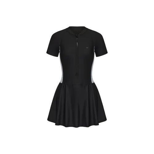 DECATHLON Дымчатый черный/снег женские ван-пис купальники