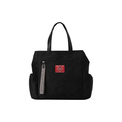 Vivienne Westwood Переработанный материал Тоут Сумка Сумка для покупок Сумка среднего размера Женская Черная