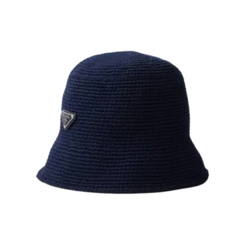 PRADA Эмаль Металл Вискоза Cotton Bucket Hats Мужской Синий