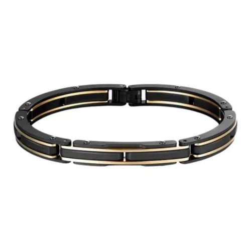 BROSWAY Титановый стальной браслет мужской черный золото