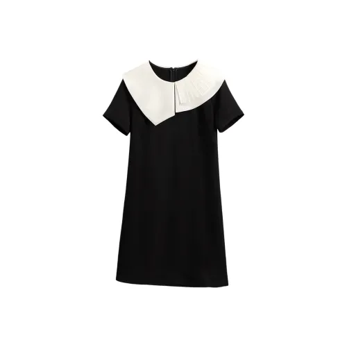 Cypress House Короткий рукав Платье Женское Черное