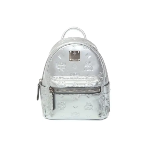 MCM Stark Visetos Кожа Рюкзак Маленький Женские Серебристый