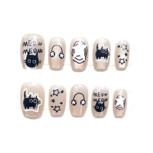 Gentle Welcome Музыкальный Котенок False Nail Короткий Телесный Smudge Милый