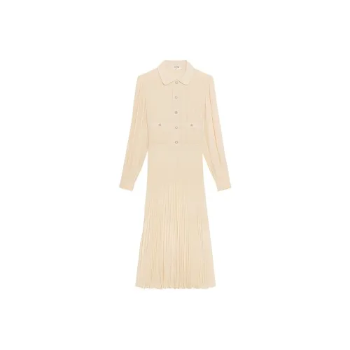 CELINE Ванильное Женское Длинное Платье с Рукавами