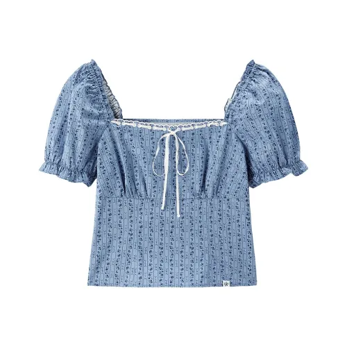 LEDIN Шифон Рубашка Женская Ледяной Залив Синий