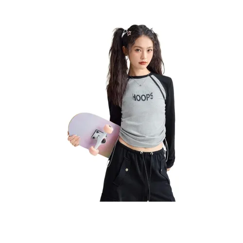 FAWENXIANGZI Серый Женские Короткие Топы