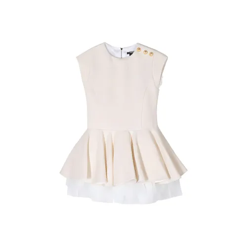 BALMAIN Бежевые Платья для Детей