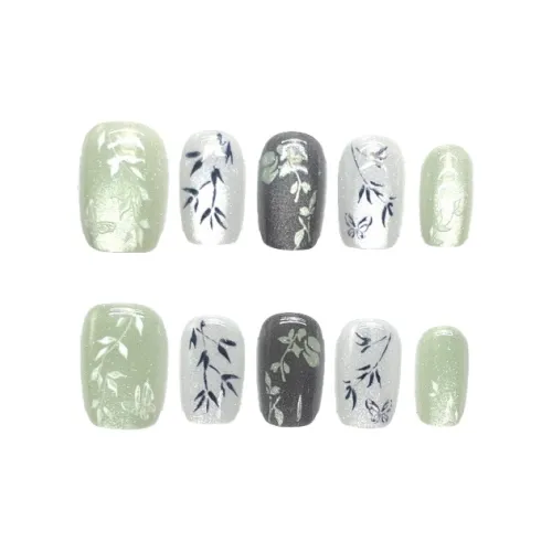 Gentle Welcome Climb Spring Mountain False Nail Short Green Jump Color Cat Eye