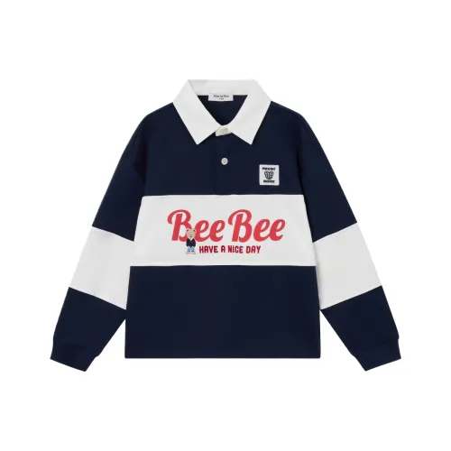 PAW IN PAW Cartoon Bear 5A Антибактериальный Отложной воротник Длинный рукав Т-рубашка Детская