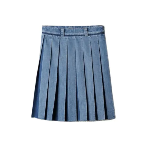 MIU MIU SS25 Denim Long Skirt Women's Light Blue