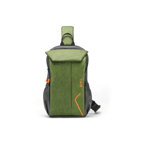 L M Oxford Sling Bag Men's Green Gray L M Оксфорд Слинг Сумка Мужская Зеленая Серая