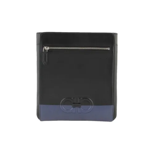 FERRAGAMO GANCINI Коровья кожа Сумка через плечо Мужская Черная и Синяя