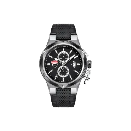 DUCATI Кварцевый механизм Кожаный ремешок Часы Мужские Черный циферблат