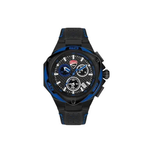 DUCATI Кварцевый механизм Кожаный ремешок Часы Мужские Черный циферблат