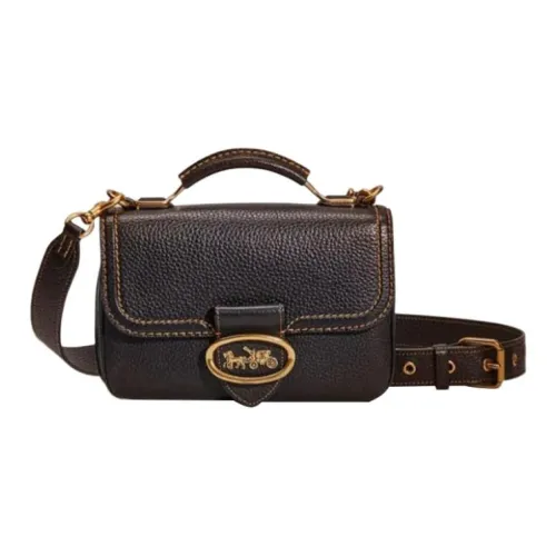 COACH Riley Естественная кожа Маленькая квадратная сумка Сумка через плечо Сумка Маленькая Женская Черная