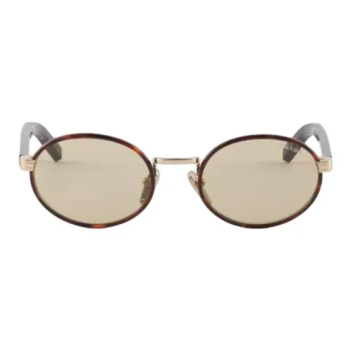 PRADA Металлический Ацетат Круглые Солнцезащитные Очки Унисекс Черепаховый