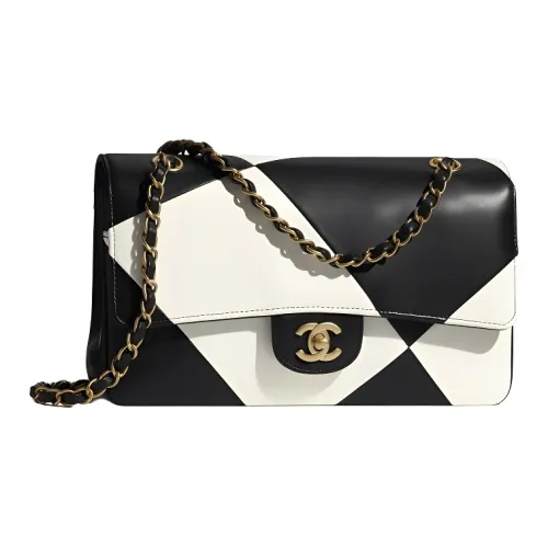 CHANEL Classic Flap CF Lambskin Сумка через плечо Сумка через плечо Сумка Обычная Женская Черно-белая