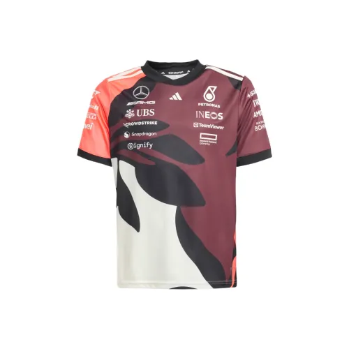 Adidas MotorsportsMERCEDES AMG T Рубашка Aurora Ruby Turbine Серый Белый Детский