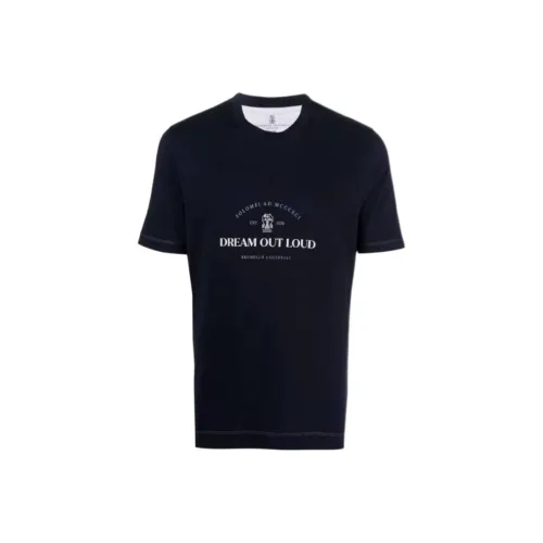 BRUNELLO CUCINELLI Midnight Blue Мужская T-рубашка