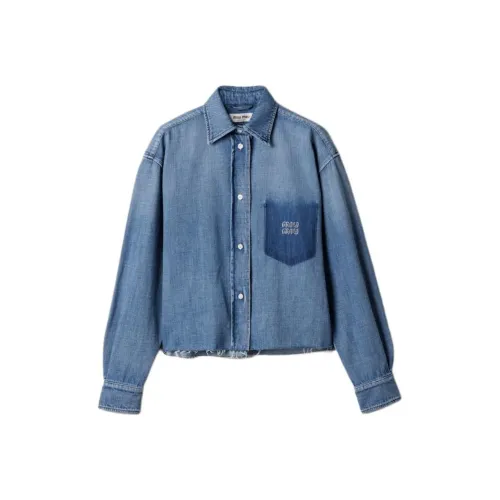 MIU MIU SS25 Рубашка Женская Светло-Синяя