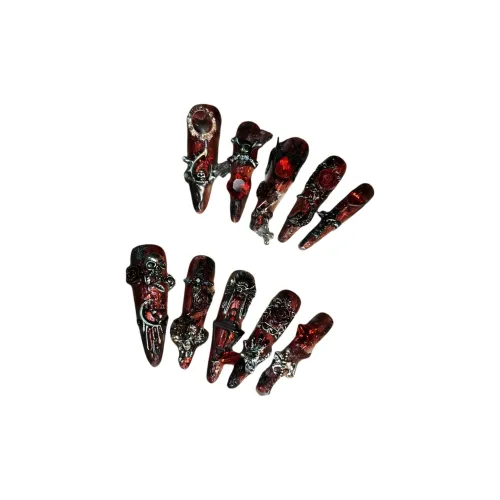 JIXUAN Премиум Тяжелый Темный Черный Индивидуальный Нишевый стиль False Nail Длинный Черный Смузи Coquette