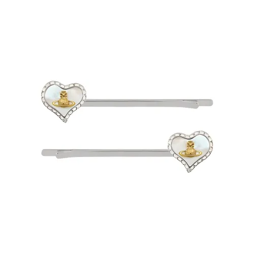 Vivienne Westwood Crystal Mother of Pearl Brass Hair Clips Women's Silver Вивьен Вествуд Кристалл Жемчужная раковина Латунь Заколки для волос Женские Серебряный
