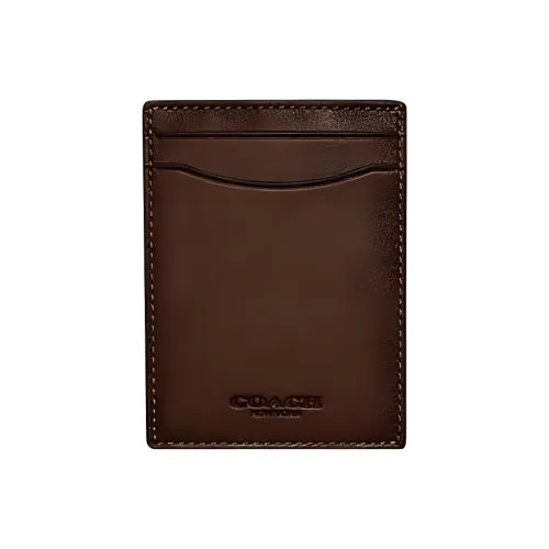 COACH Card Case Телячья кожа Кошелек Держатель для карт Мужской Темно-коричневый